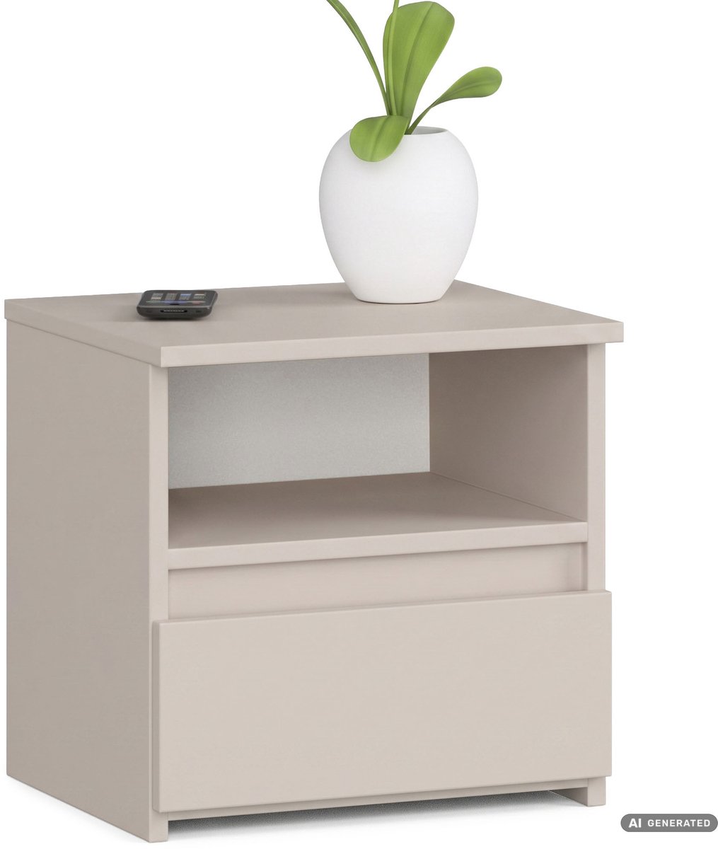 Akord Nachtkastje CL1 / Kasjmier / 40 cm / 1 Lade / Front Kasjmier Mat / 1 Plank / 40 x 40 x 35 cm