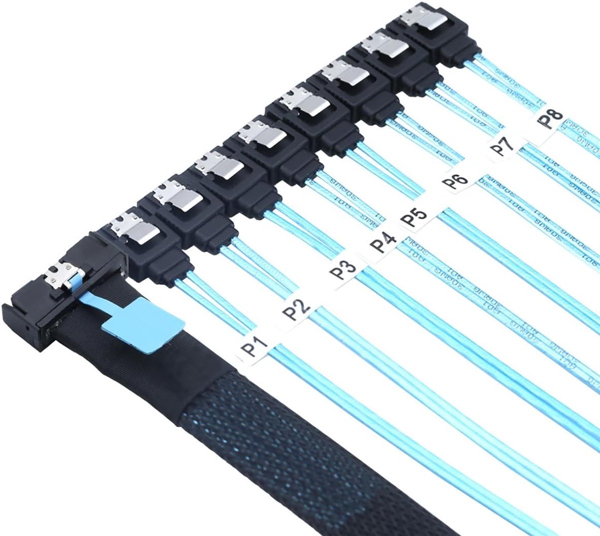 7P vrouwelijke harde schijf conversiekabel met rechte kop, 8I naar 8X, SAS host/RAID naar SATA-doelkabel, SFF-8654 (50 cm)
