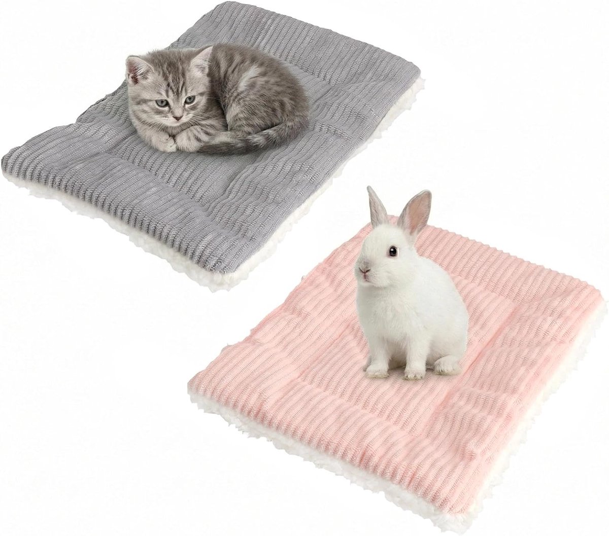 31 x 21 cm, Warm Pluizig Pluche Bed voor Konijnen en Cavia's, Kattendeken, Accessoires voor Kleine Dieren, 2 Stuks (L)
