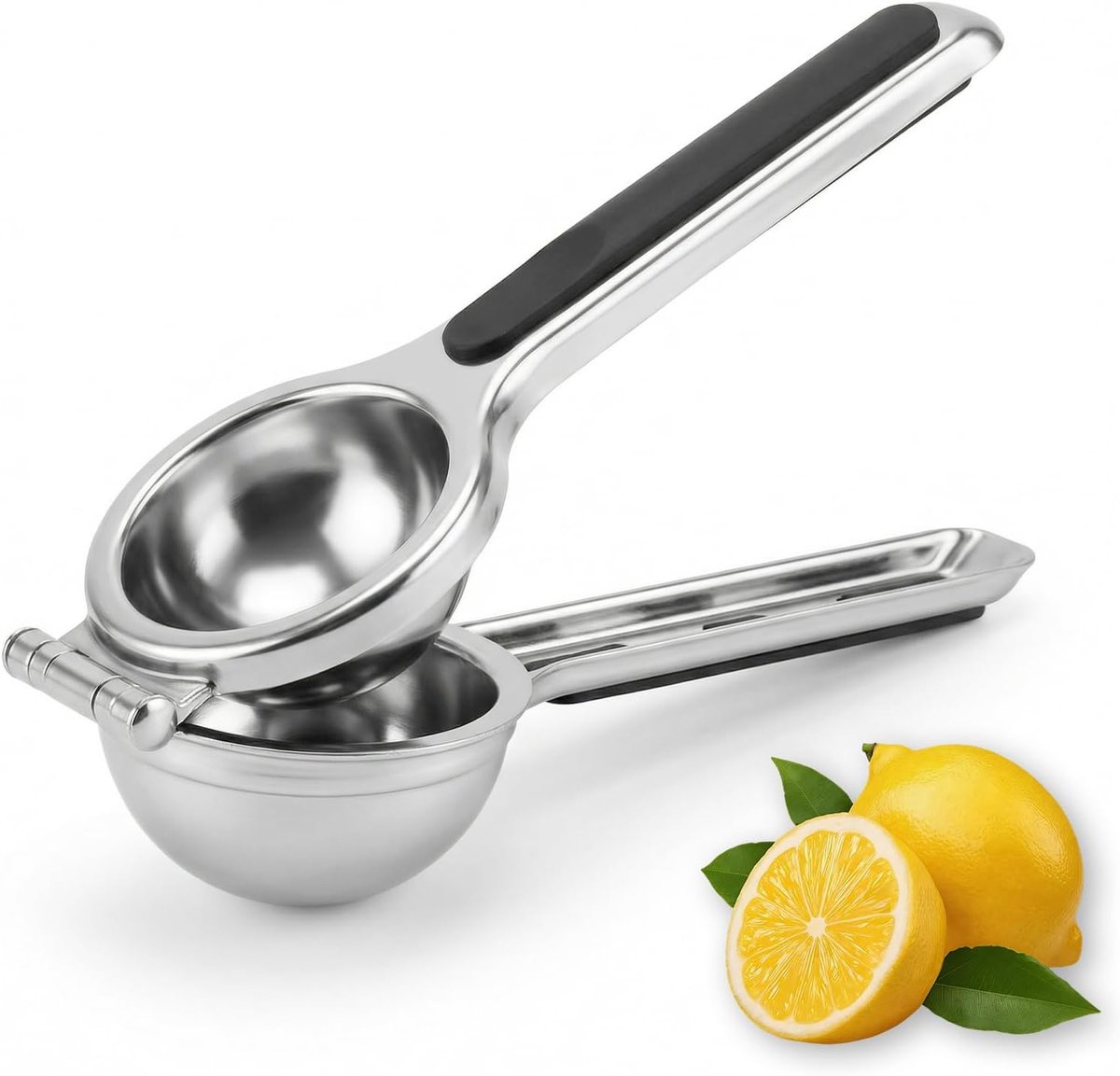 Handmatige citruspers met siliconen handvat, robuust en corrosief, citruspers van staal, 7,5 cm diameter, limoenpers, vaatwasmachinebestendig, duurzaam citrusjuicer voor bar, keuken, restaurant