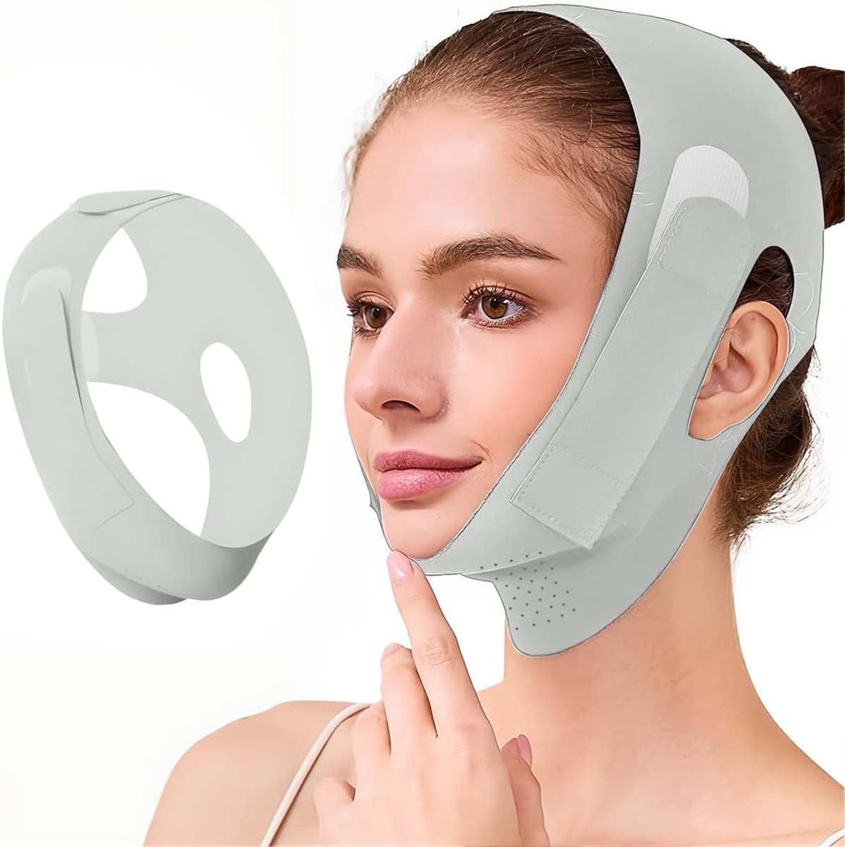 Herbruikbare V-lijnenmasker, gezichtsliftbandage, geschikt voor alle gezichtsvormen, groen