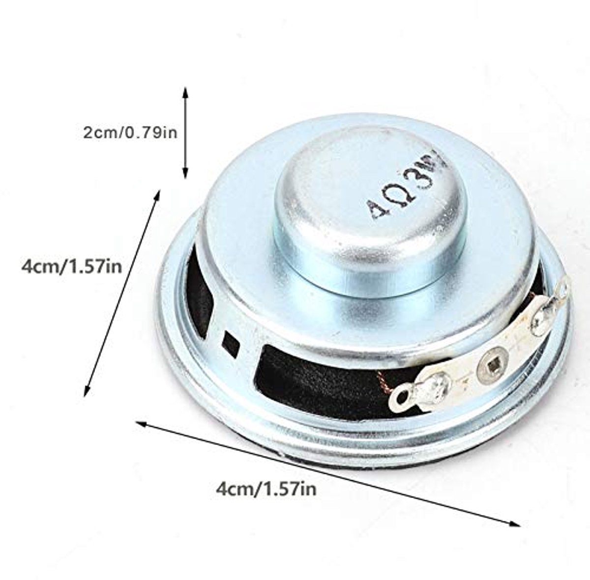 2psc 3W ronde luidspreker 4 cm voor miniversterker, audio stereoluidspreker met metalen behuizing, interne magneetluidspreker geschikt voor hifi en thuisaudio systemen