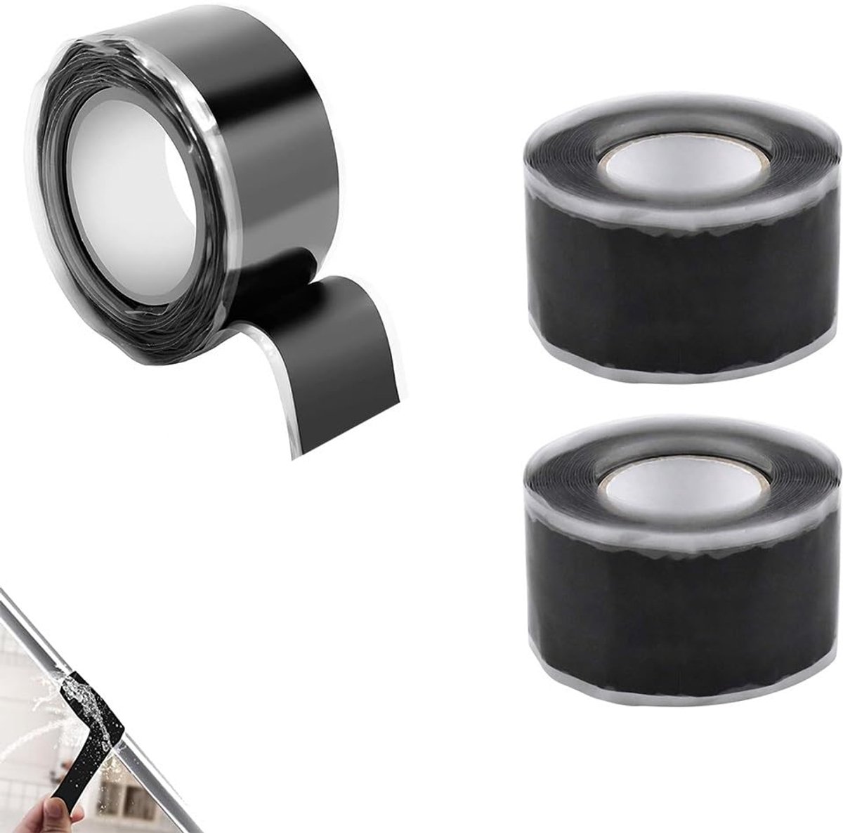 3 rollen zelfklevende siliconen tape, waterdichte siliconen tape, zwart, isolatietape voor slangreparatie, kabelreparatie, buisreparatie