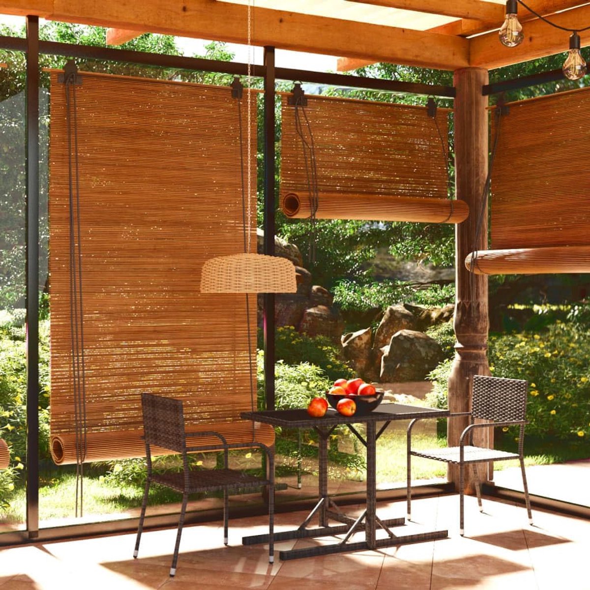 3-delige tuin-eetset, zwart, stapelbare stoelen en glazen tafel voor terras, balkon en veranda, inclusief waterdichte beschermhoes en reinigingshandleiding met milde zeep (grijs)