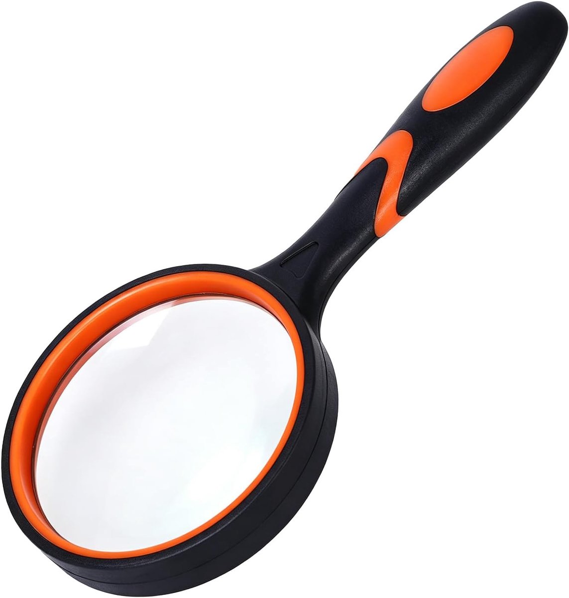 75 mm loep, onbreekbaar vergrootglas met zachte grip, leesloep voor senioren en kinderen, groot, voor wetenschappelijke boeken, hobbyobservatie en lezen (rood-oranje)