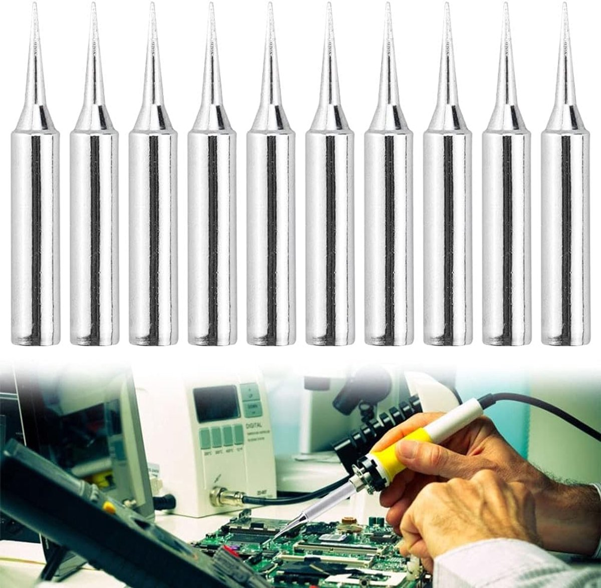 10 stuks soldeerbout tips, 900M-T-I soldeerbout tips vervanging soldeerbout tips loodvrije soldeer tips 900m tips soldeertips voor 936 937 938 969 8586 852D soldeerstations