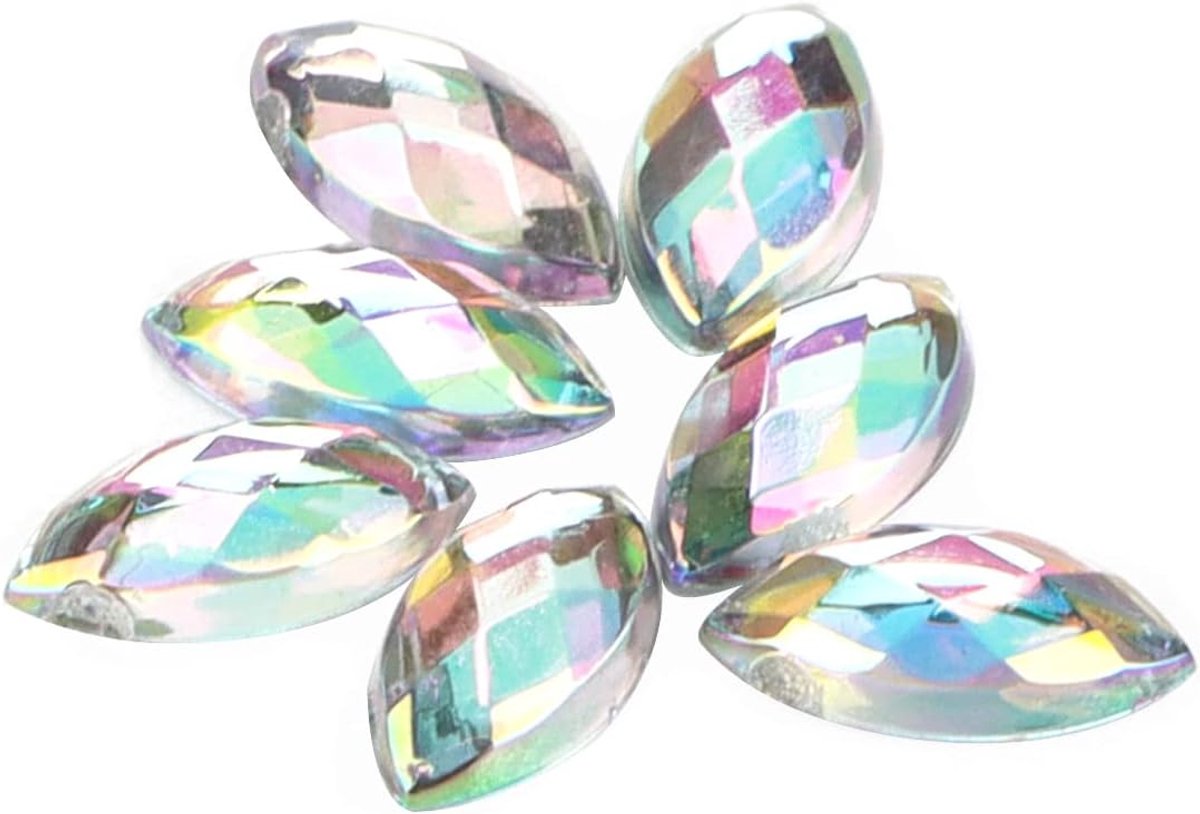 1000 stuks strass-steentjes om te naaien, wit, handwerk, strass, AB fantasie, in de vorm van een paardenoog, kristallen met platte achterkant, glazen kristallen, kralen voor knutselen, handwerk,