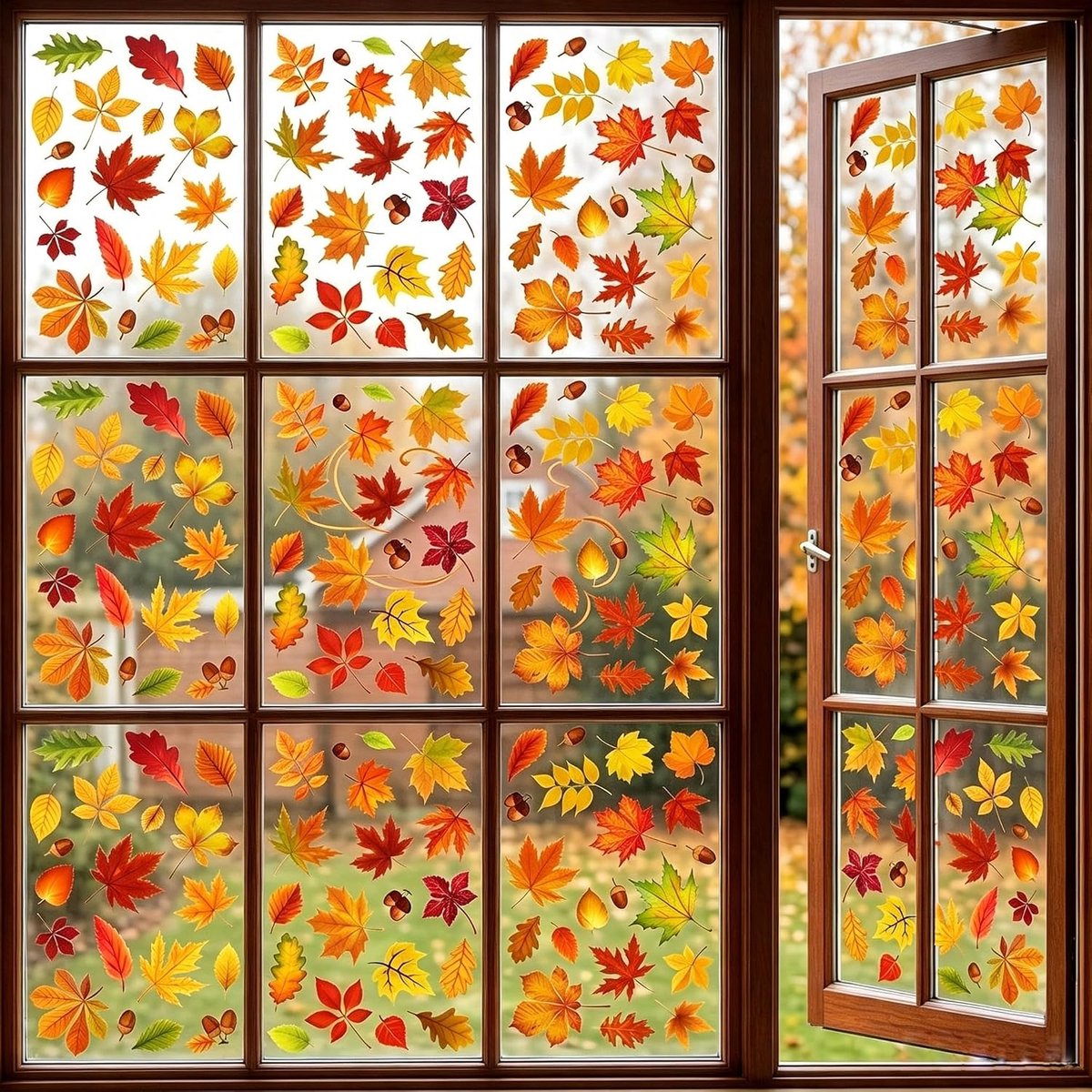 Raamstickers, 174 stuks herfstraamstickers, herfstbladeren, oogstfeest, raamstickers, raamdecoratie, hechtende decoratie