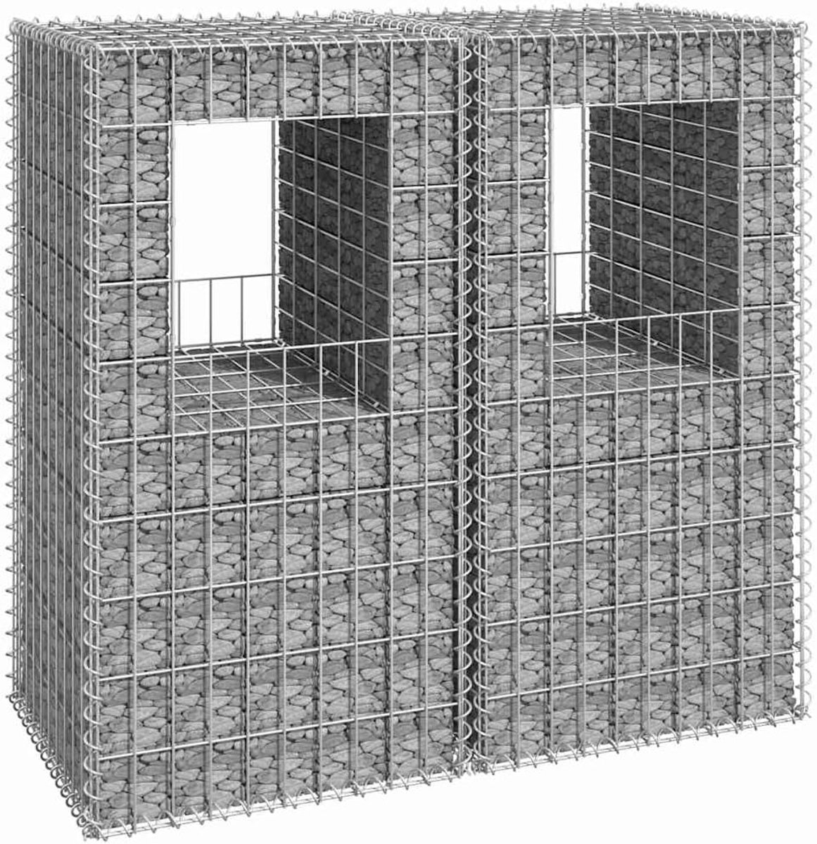 Zuilen 2 stuks. 50x50x100 cm ijzer, stenen mand voor tuin, schanskorf als inkijkbescherming, metalen tuindecoratie