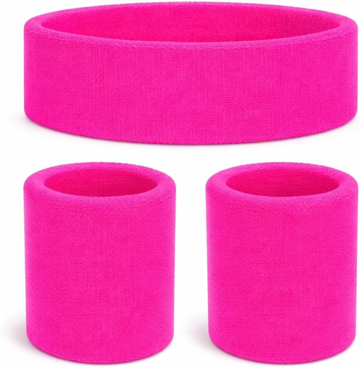 Roze hoofdband & hoofdband set - Vokuhila & retro outfits uit de jaren 80 en 90 - Accessoires voor carnaval