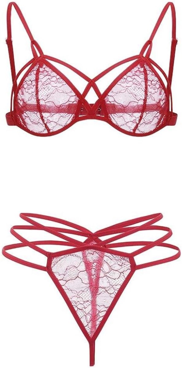 Lingeriesets dames Vrouwen Sexy Transparant Ondergoed Kanten Beha String Sexy Lingerie Set