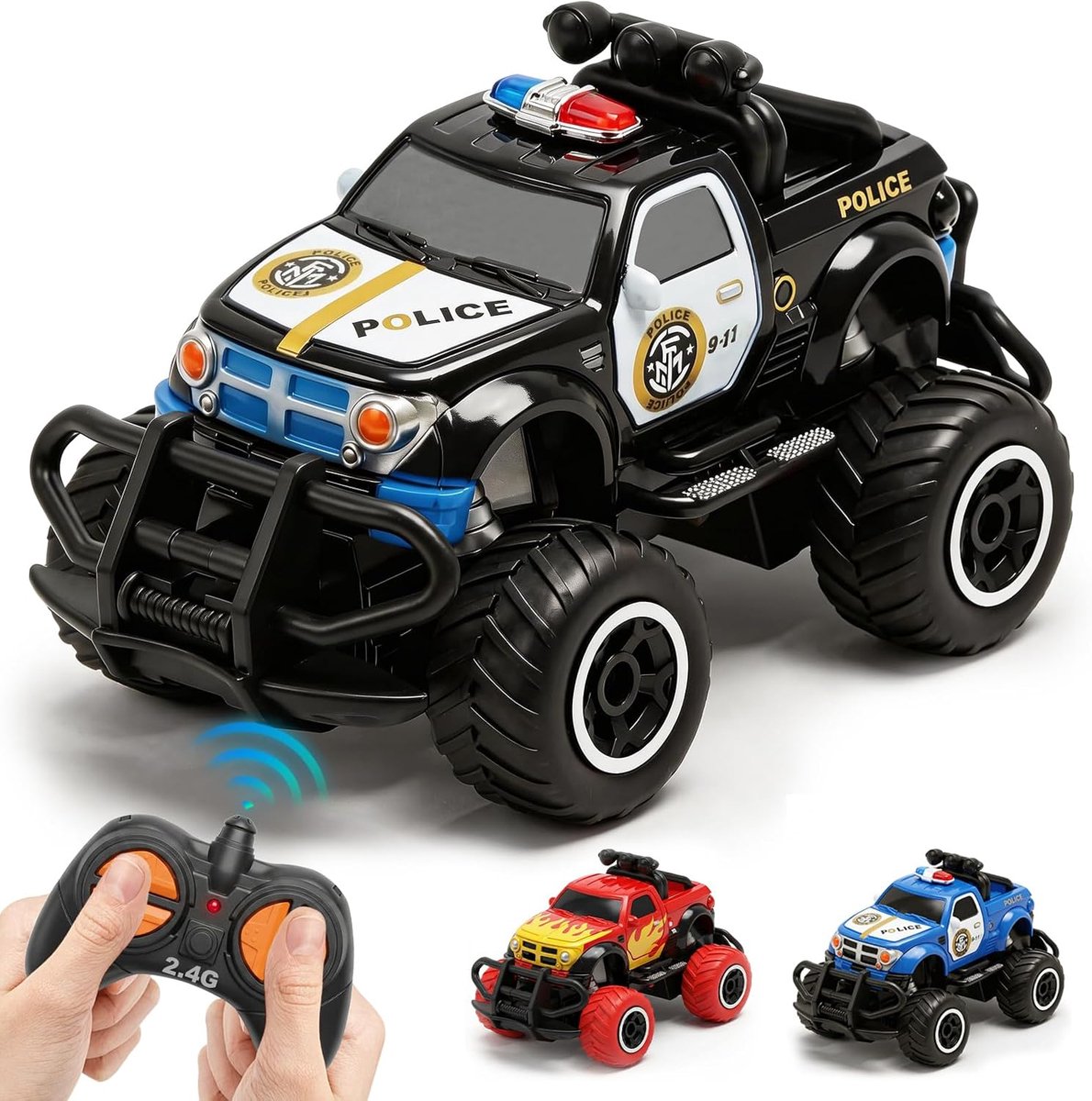Go Politieauto afstandbestuurd met licht, robuust voor kinderen 3-9