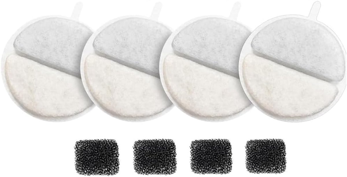 8 stuks vervangingsfilters voor kattenfontein, filter voor kattenfontein en honden, met koolfilter en schuimstoffilter (2,5 l) (praktisch)