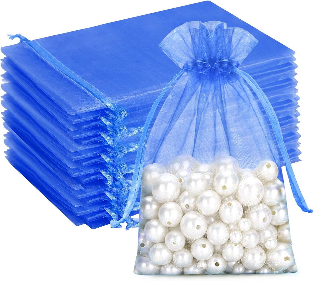 50 organzazakjes, donkerblauw, geschenkzakjes van organza, 13 x 18