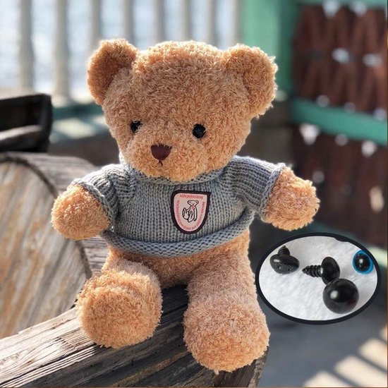 Ogen en neuzen, 6-14 mm veiligheidsogen voor haakdieren, Amigurumi poppenogen en veiligheidsneuzen met sluitringen, kleurrijke en zwarte ogen voor doe-het-zelf — afbeelding 3