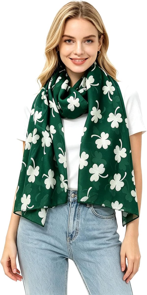 Patrick Day Clover Shamrock Print Dames Sjaal Sjaal Wrap Lichtgewicht