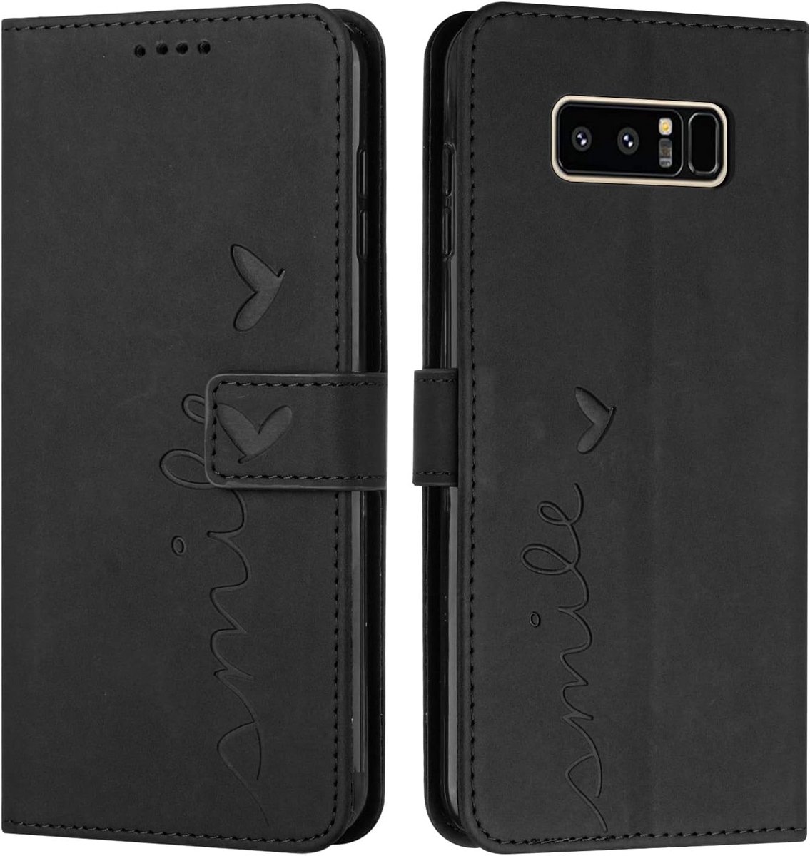 Flip Case voor Samsung Galaxy Note 8,met kaartsleuf [Portemonneevak] [Polsband] [Kickstand] [Premium PU-lederen hoes] magnetische flap beschermhoes (Zwart)