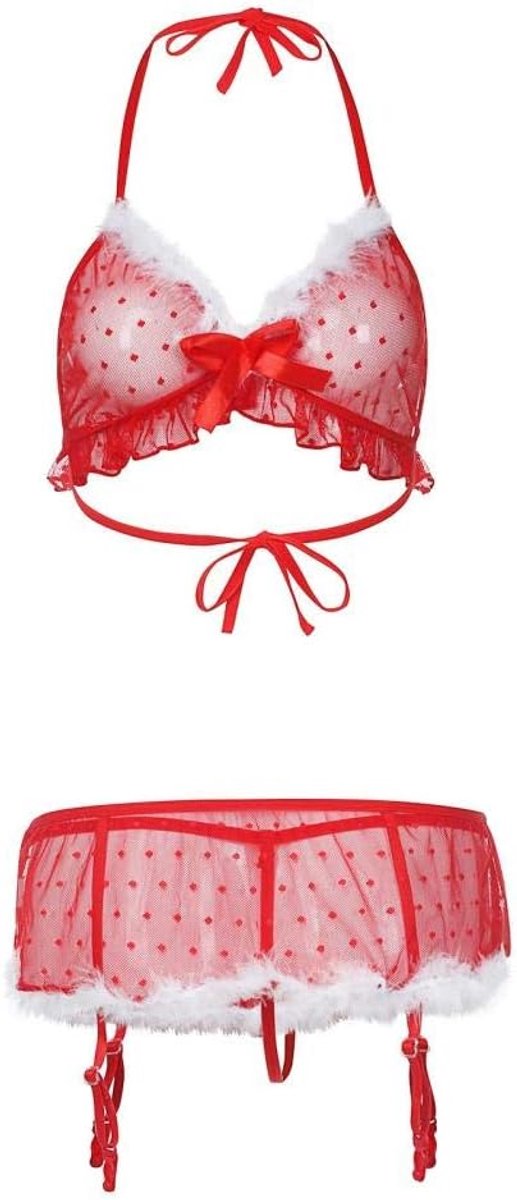 Babydolls, nachtjaponnen & negligés dames Vrouwen Transparante Sexy Lingerie String Nachtkleding Erotisch Ondergoed Lingerie Kostuums Set-Rojo_XXL