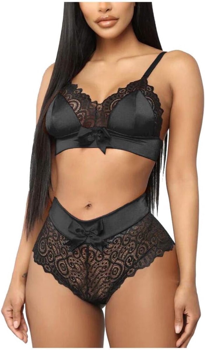 Babydolls, nachtjaponnen & negligés Vrouwen Ondergoed Beha Slips Sexy Lingerie See Through Lace Satin Sexy Hollow Out Set