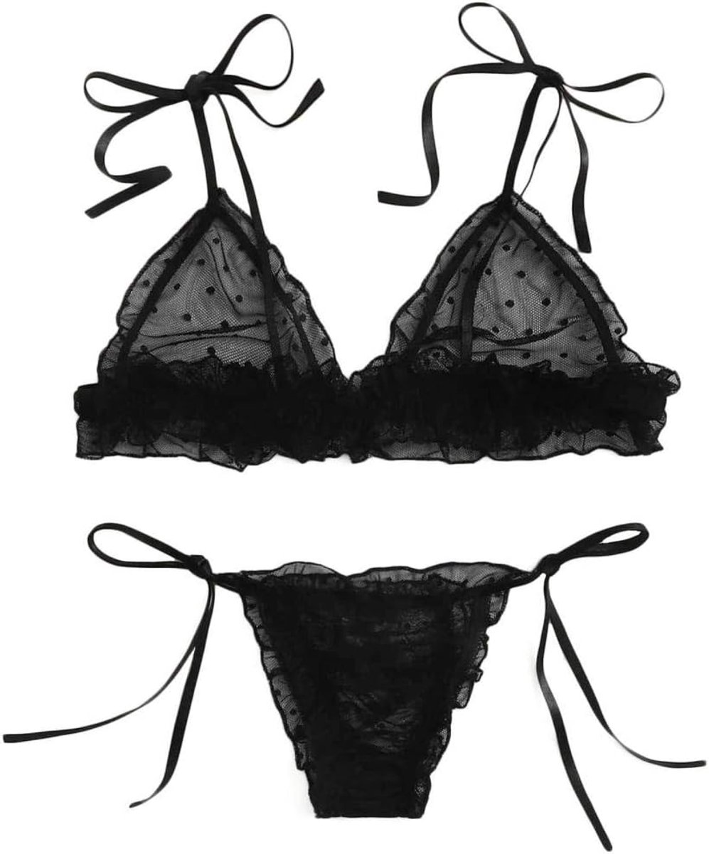 Bodystockings dames Ondergoed Sexy Erotische Micro Bikini Vrouwen Plus Size Kanten Lingerie Bh + string Ondergoed Set Nachtkleding Erotic-A_L