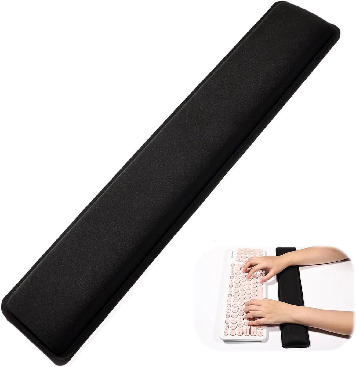Polssteun voor toetsenbord van doek en rubber, polskussen, antislip, waterdichte polssteun voor pc, laptop, gaming, compatibel met verschillende toetsenbordmaten (425 x 85 mm)
