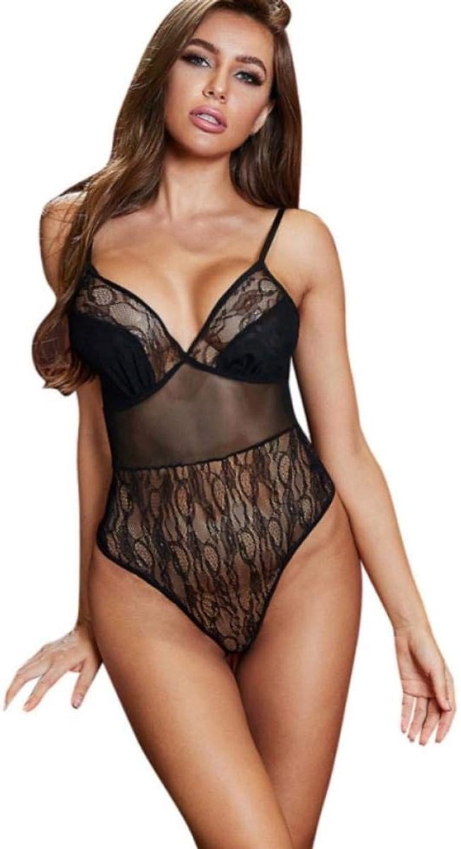 Sets met nachtmode & ochtendjas Vrouwen Erotische Lingerie Sexy Ondergoed Kant Diepe V-hals Hol Nachtkleding Kostuum Porno Verleiding
