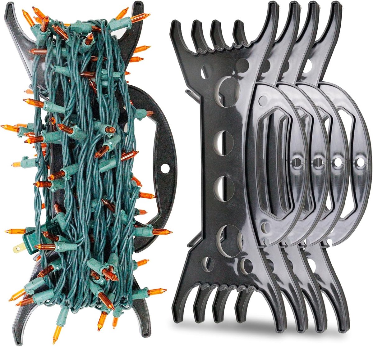 4-delige verlengkabelorganizer, multifunctionele organizer, touworganizer voor verlengkabels, kransen, kralen enz., zwart