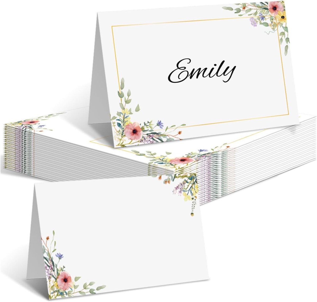Plaatskaartjes voor tafeldecoratie, bloemrijke naamkaartjes voor bruiloft, verloving, bruidsdouche, verjaardagsfeest (stijl 2)