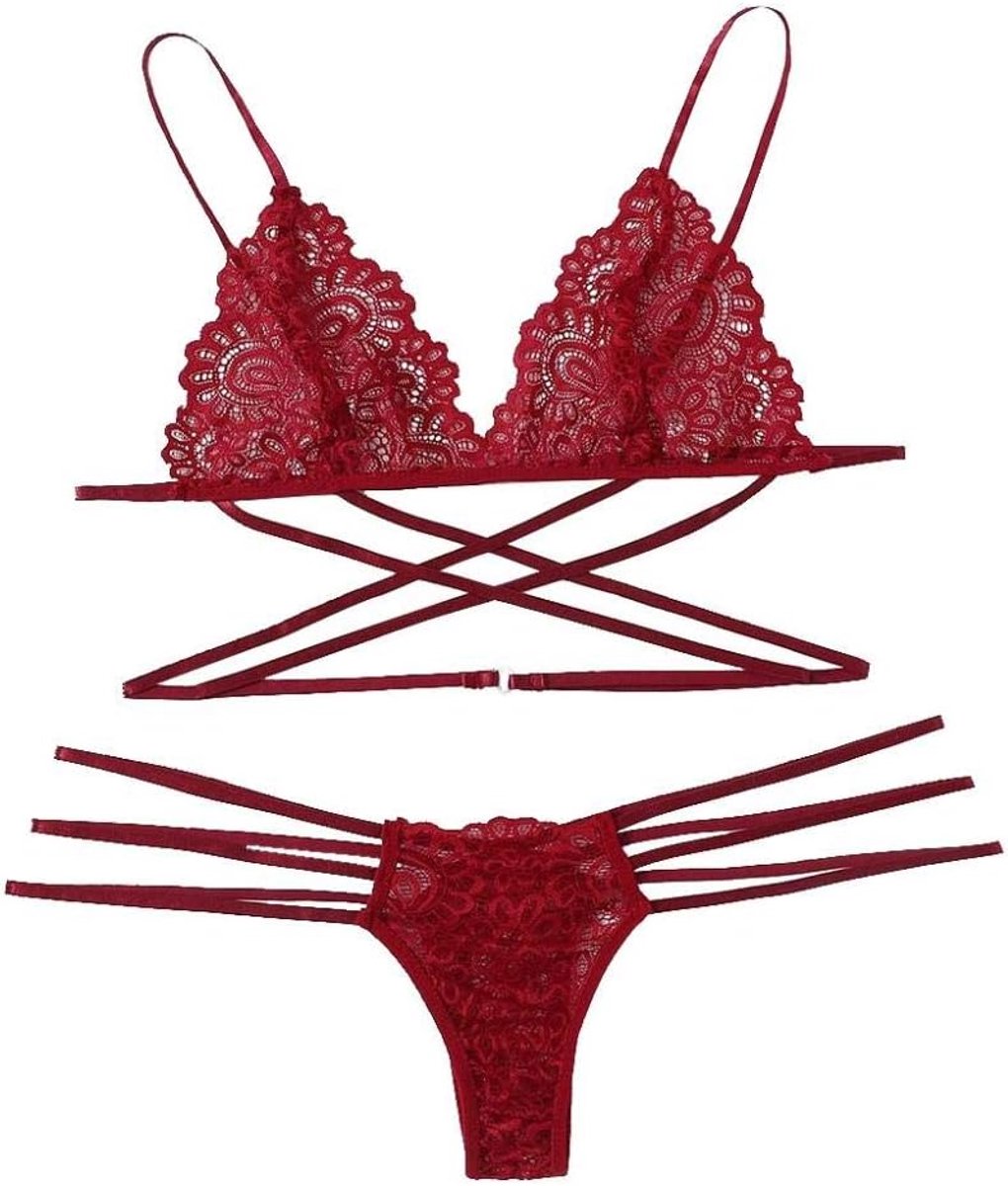Vrouwen Lace Sexy Lingerie Bh String Ondergoed Perspectief Nachtkleding Hollow Out Kostuum