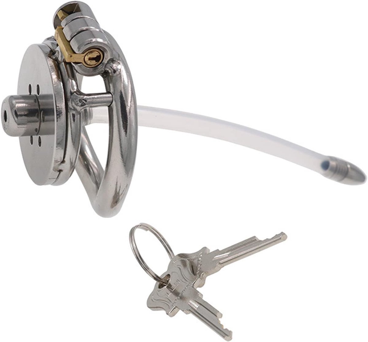 Kuisheidskooi, roestvrijstalen kuisheidsslot voor heren, met siliconen buis, Dark Lock-ontwerp, goed verborgen, peniskooi voor mannen, bondage SM-seksspeeltjes voor koppels (50 mm/1,97 inch)