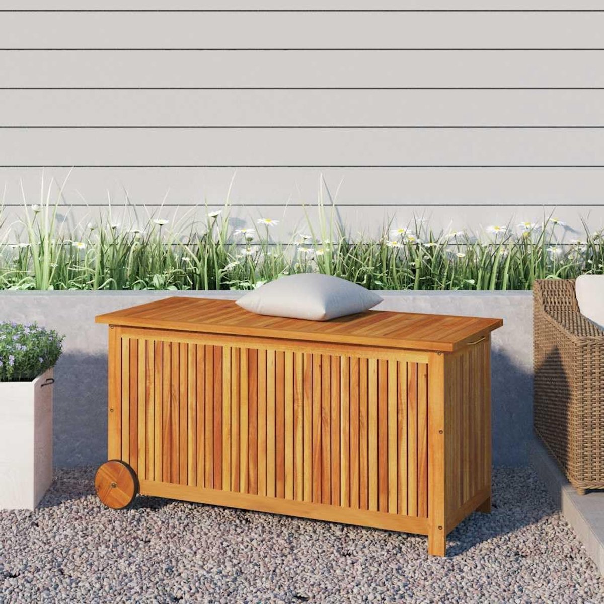 Opbergdoos voor tuin, acaciahout, 113 x 50 x 58 cm
