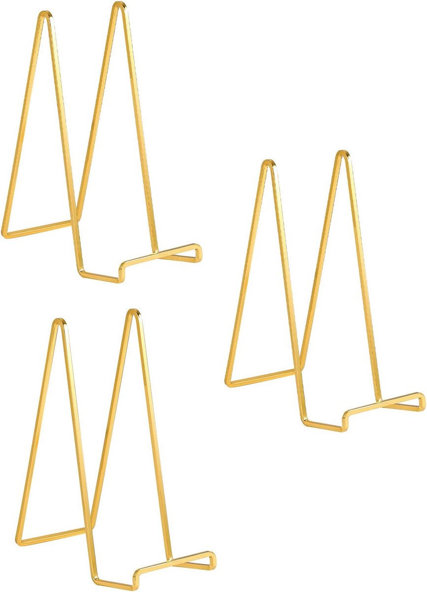 Plaathouder Display Stand - 10" Hoge Plaatstandaards voor Display - Metalen Fotolijststandaard - Grote Tafelblad Ezel Stand voor Decoratieve Platen | Schotel | Boek | Plaque | Tegel - 3 Pack