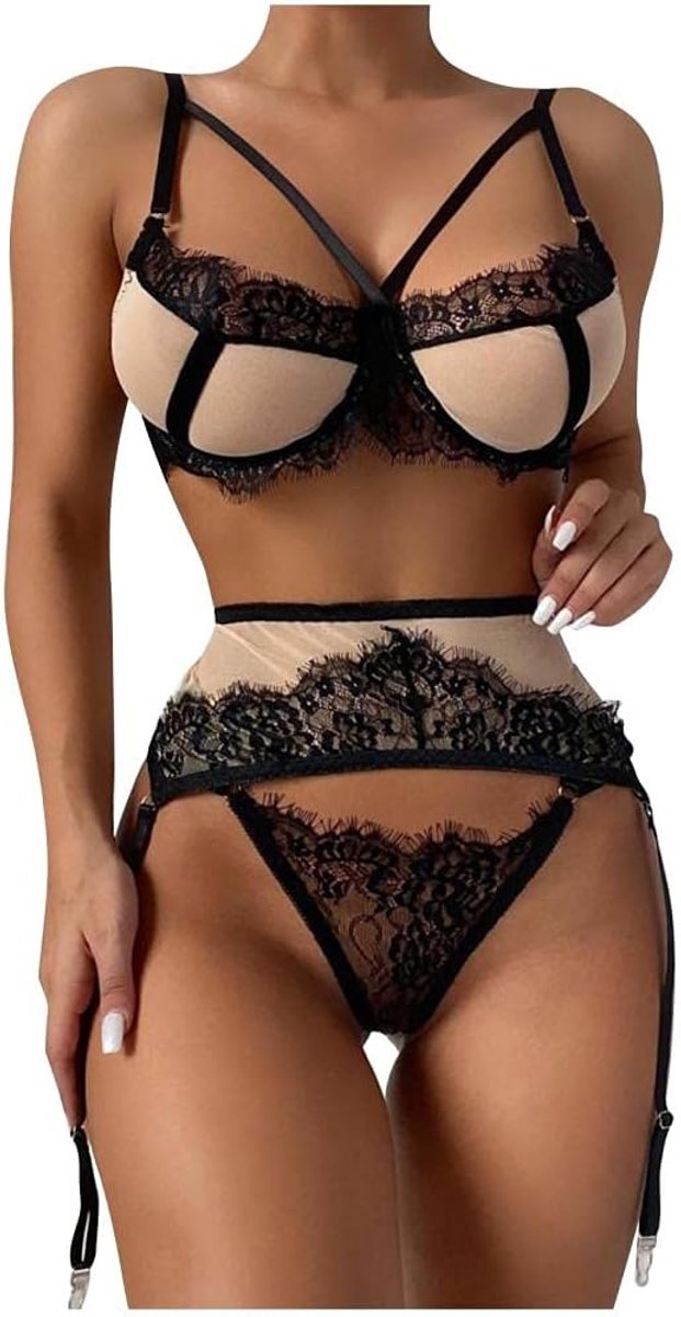 Kleding See Through Lace Sexy Lingerie Hollow Bra Vrouwen String Ondergoed Set
