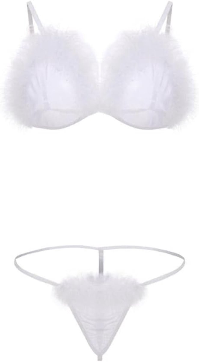 Lingeriesets dames Vrouwelijke V-hals Kant Sexy Lingerie Pyjama Strik Lingerie Shorts Kleding set-WHITE_3XL