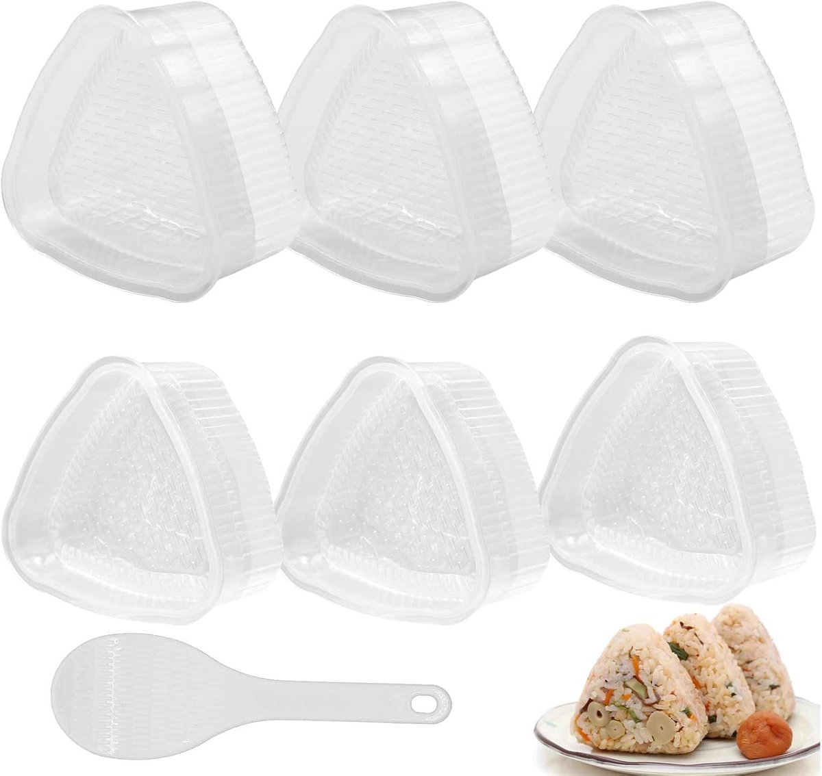 6 stuks onigiri vorm driehoek onigiri maker grote en kleine sushivorm doe-het-zelf rijstbalvorm met rijstlepel, Nigiri sushimaker voor keuken, party, beginners