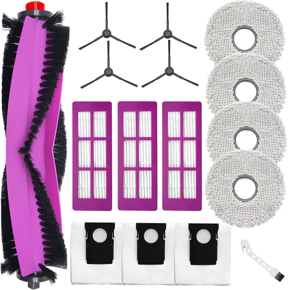 Reserveonderdeel voor Eureka J15 Pro Ultra stofzuigeraccessoireset, hoofdborstel, 4 reinigingsdoeken, 3 stofzakken, 4 zijborstels, 3 filters, borstel