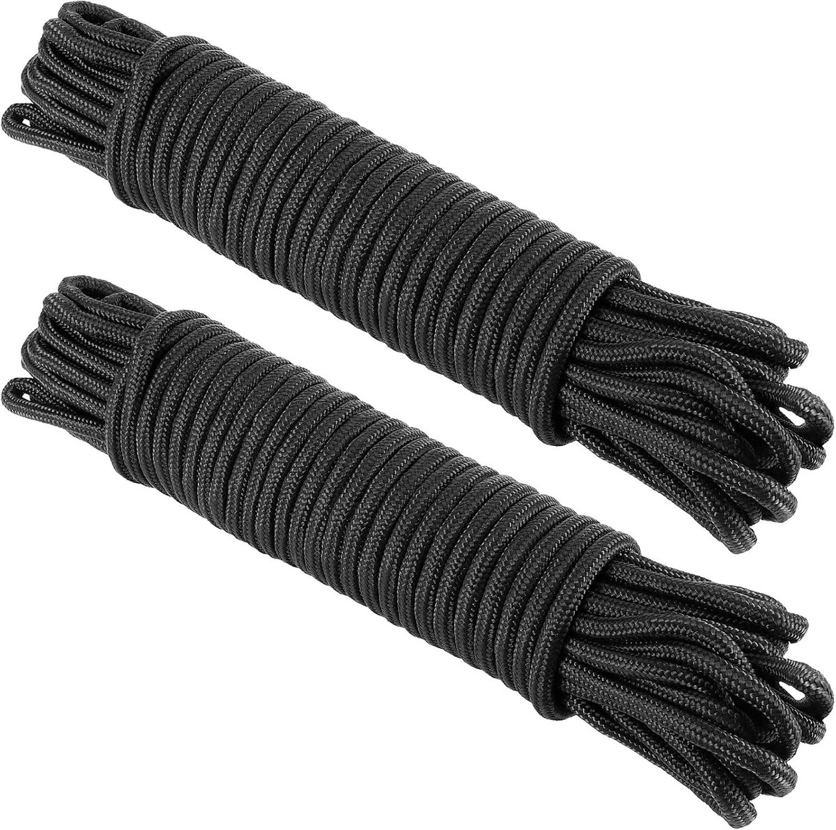 20M x 8MM Zwart Nylon Touw - Hoge Sterkte Gedraaid Nylon Koord, Multifunctioneel Touw voor Ophangen, 700lbs Maximale Last, Duurzaam en Weerbestendig