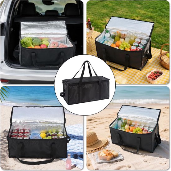 Koeltas, 37 liter, groot, opvouwbaar, picknicktas, snacktas, isotas, picknick, grote picknicktas, thermotas, stof, thermotas voor picknick, outdoor, reizen, camping, draagbaar, herbruikbaar — afbeelding 5