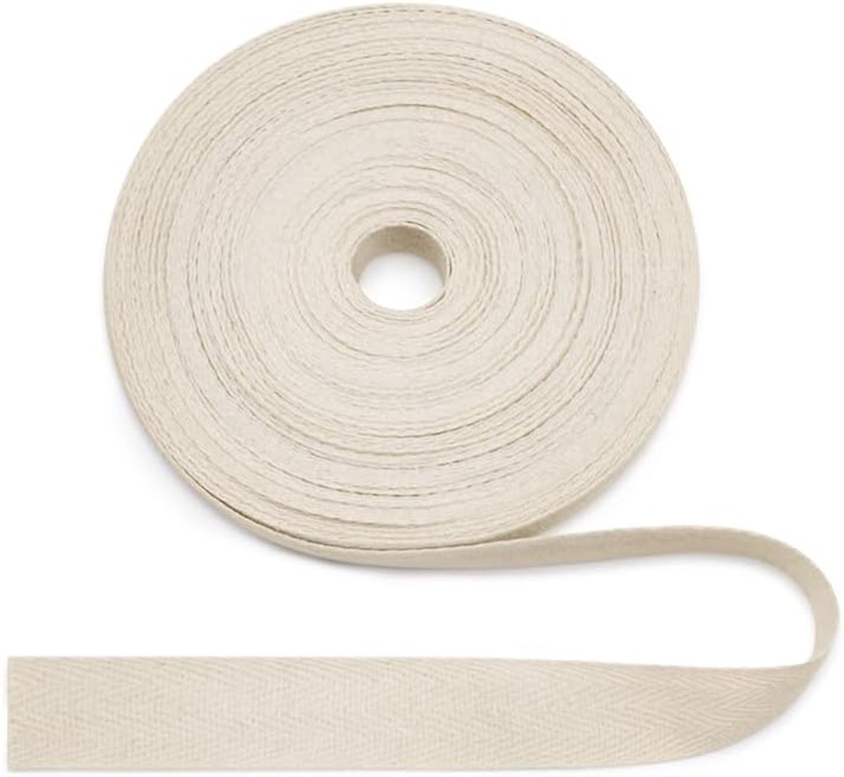 Natuurlijke Katoenen Visgraatband 20mm, 9,1 meter Visgraat Stofband voor Randversterking, Webbing, DIY Naaiwerk - Keper 20mm*9,1M