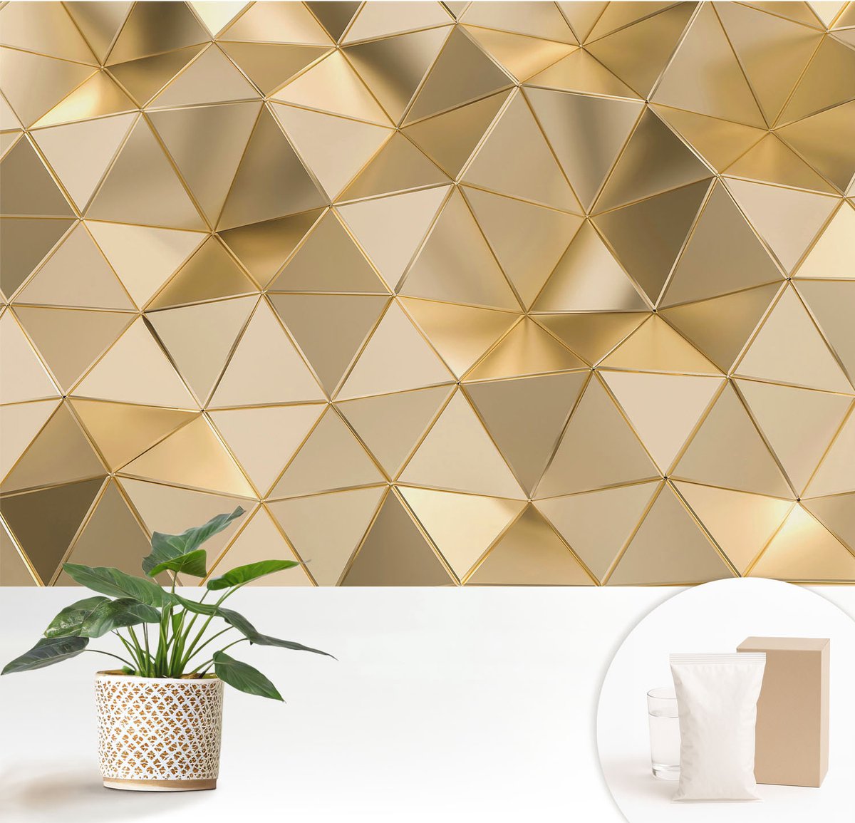 Wallfluent Fotobehang - Grijs Vliesbehang - 152x104 cm - Driehoekige Patronen Fotobehang Vlies - Woonkamer behang Geometrie - Muurschildering - Hal behang