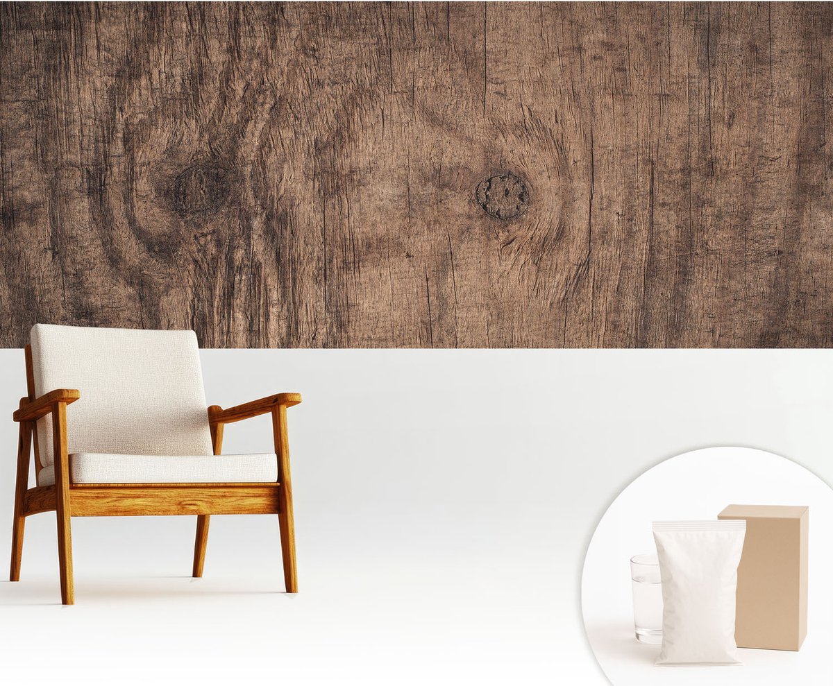 Wallfluent Fotobehang - Bruin Vliesbehang - 250x104 cm - Rustiek Hout Muurschildering - Gang behang Texturen - Fotobehang Vlies - Slaapkamer behang