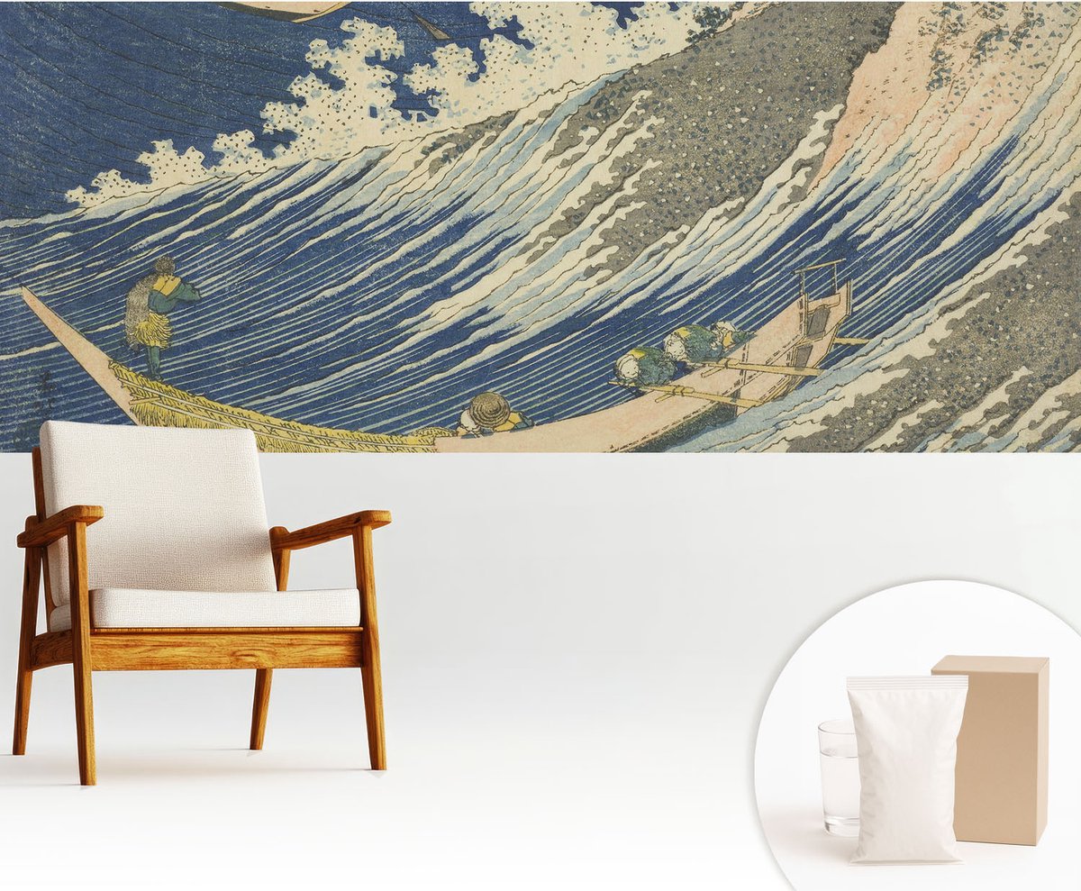 Wallfluent Fotobehang - Blauw Vliesbehang - 250x104 cm - Zeegolven Fotobehang Vlies - Woonkamer behang Deel - Muurschildering - Woonkamer behang