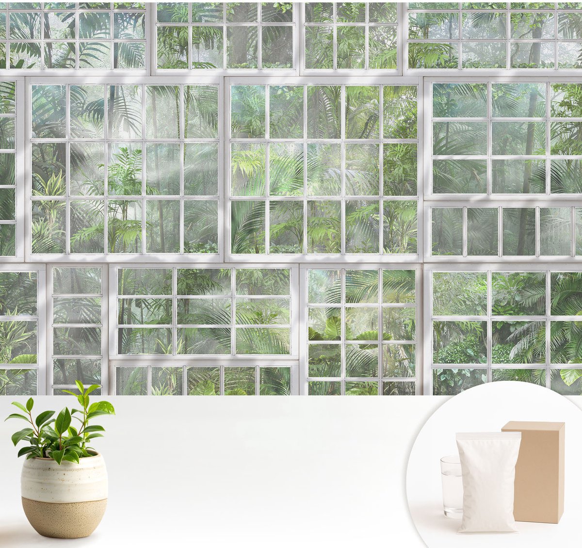 Wallfluent Fotobehang - Groente Vliesbehang - 104x70 cm - Groen Bos Muurschildering - Slaapkamer behang Bloemen En Planten - Fotobehang Vlies - Slaapkamer behang
