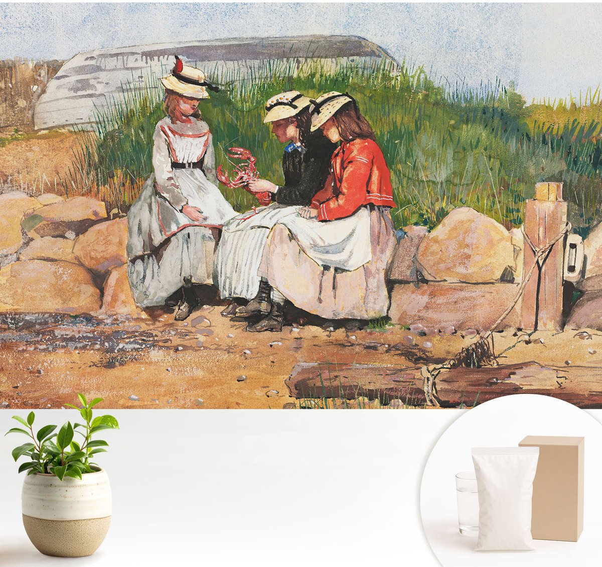 Wallfluent Fotobehang - Zwart Vliesbehang - 104x70 cm - Zomervakantie Fotobehang Vlies - Woonkamer behang Mensen - Muurschildering - Woonkamer behang