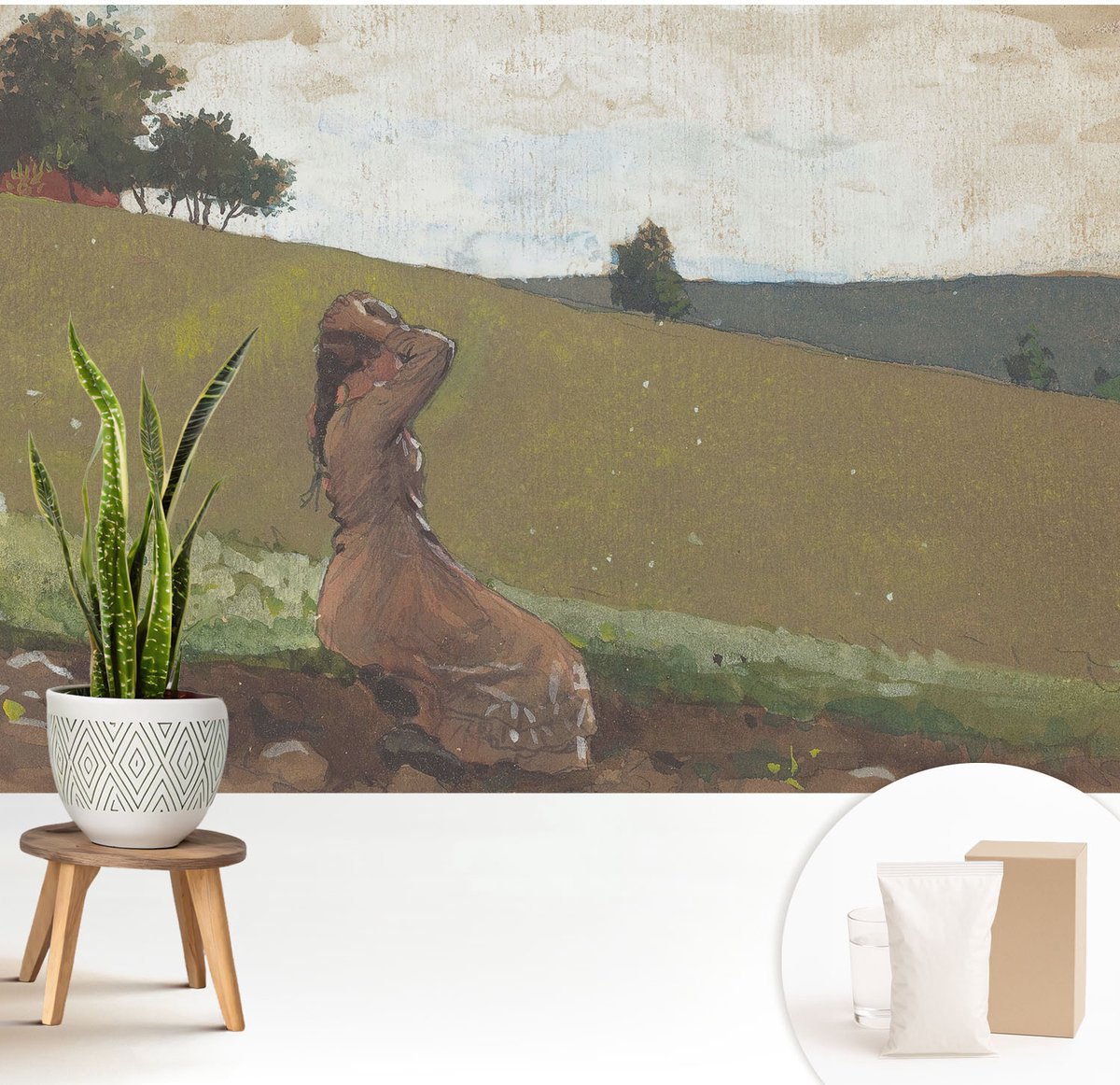 Wallfluent Fotobehang - Groente Vliesbehang - 208x146 cm - Een Rustige Scène Muurschildering - Gang behang Landschappen - Fotobehang Vlies - Slaapkamer behang