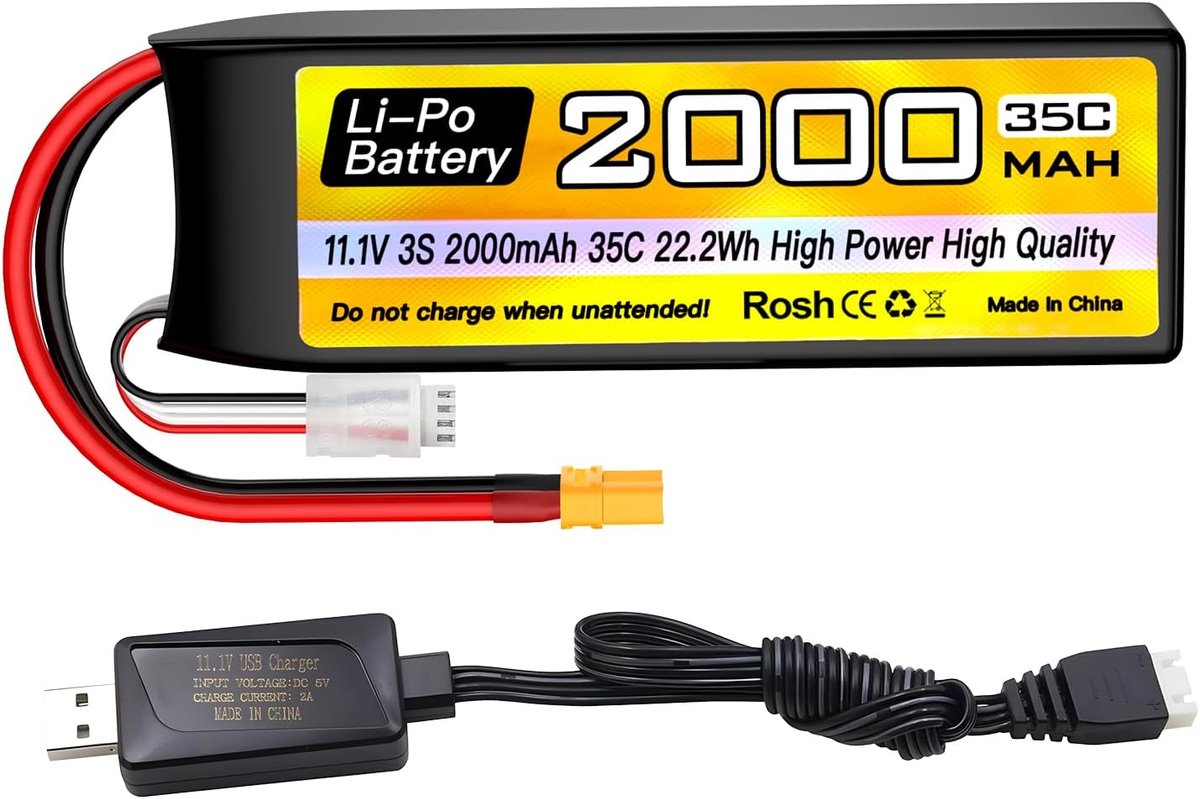 3S Lipo Batterij 11.1V 2000mAh 35C met XT30 Stekker met USB Oplaadkabel voor Auto Truck RC Boot RC Quadcopter FPV Drone Batterij