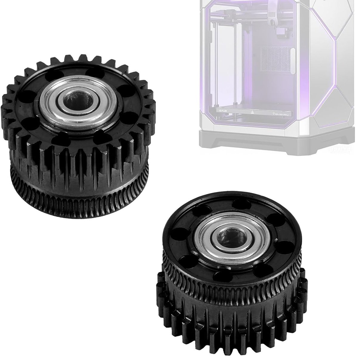Lasuroa 2st K2 Plus Extrudertandwielen voor Creality, Extrudertandwielenset van Gehard Staal en Volledig Metalen met Nanocoating Compatibel met Creality K2 Plus 3D-Printer (Zwart)