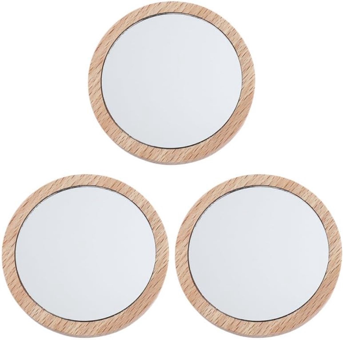 3 Stuks Make-up Spiegel Makyaj SETI Make-up Tools Vouwspiegel Verjaardag Geschenken Moederdag Scgenk Mivel Handspiegel Maken Deur Hallo LED Kleine Houten Spiegel Zakspiegel