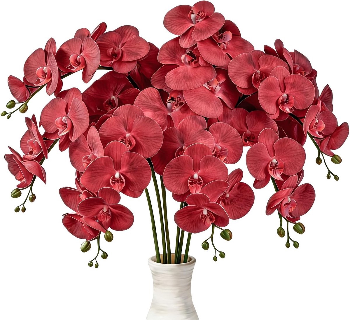 Kunstmatige Phalaenopsis bloemen, 6 stuks, orchideeënstengel, kunstbloemen, Phalaenopsis, takken, echte aanraking, orchideeën voor bruiloft, thuis, kantoor, decoratie, donkerrood