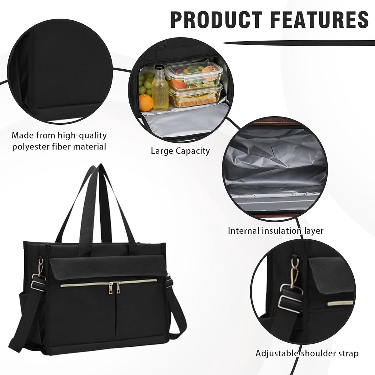 Vrouwelijke Laptop- en Lunchtas 15.6 Inch met Geïsoleerd Compartment, Grote Waterdichte Werk- en Handtas voor Kantoor en School